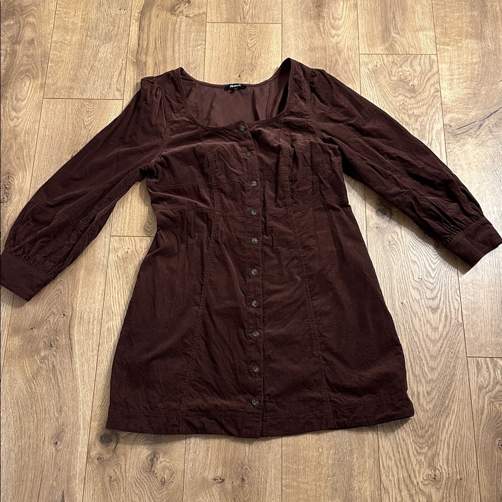 Corduroy Brown Button-Down Dress madewell